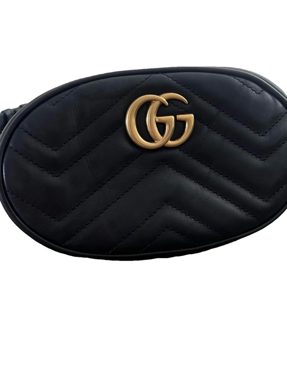 Gucci Black Quilted Leather Crossbody Belt Bag with Gold GG